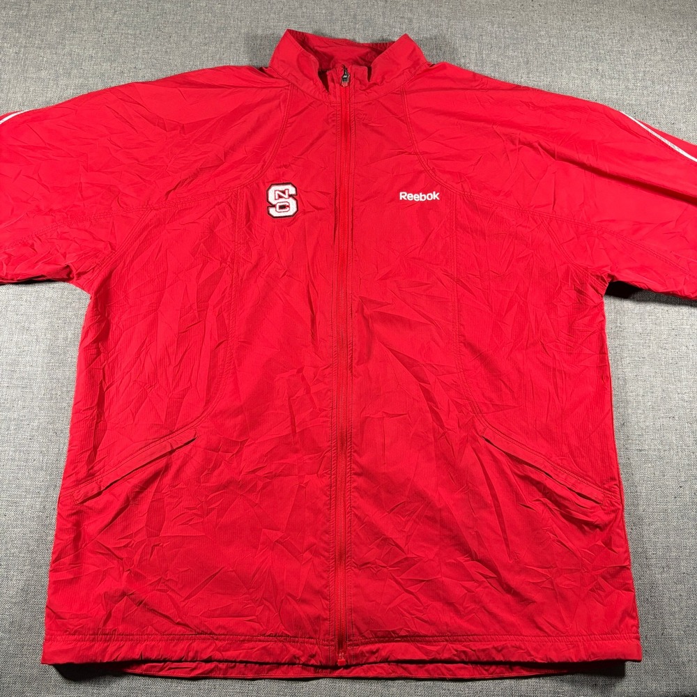 Reebok NC State Wolfpack Windbreaker Jacket Mens XL Red Full Zip